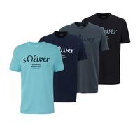 S.Oliver T-Shirt Pour Hommes, Pack De 4 - Basique, Imprimé Logo, Col Rond, Coton