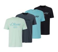 S.Oliver T-Shirt Pour Hommes, Pack De 4 - Basique, Imprimé Logo, Col Rond, Coton