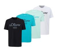 S.Oliver T-Shirt Pour Hommes, Pack De 4 - Basique, Imprimé Logo, Col Rond, Coton
