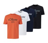 S.Oliver T-Shirt Pour Hommes, Pack De 4 - Basique, Imprimé Logo, Col Rond, Coton