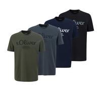 S.Oliver T-Shirt Pour Hommes, Pack De 4 - Basique, Imprimé Logo, Col Rond, Coton