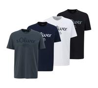 S.Oliver T-Shirt Pour Hommes, Pack De 4 - Basique, Imprimé Logo, Col Rond, Coton