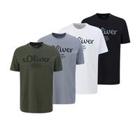 S.Oliver T-Shirt Pour Hommes, Pack De 4 - Basique, Imprimé Logo, Col Rond, Coton
