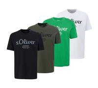 S.Oliver T-Shirt Pour Hommes, Pack De 4 - Basique, Imprimé Logo, Col Rond, Coton