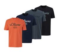 S.Oliver T-Shirt Pour Hommes, Pack De 4 - Basique, Imprimé Logo, Col Rond, Coton