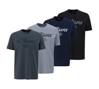 S.Oliver T-Shirt Pour Hommes, Pack De 4 - Basique, Imprimé Logo, Col Rond, Coton