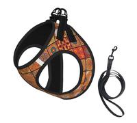 S Pet Harnais pour chien - Petite taille, groupe de motifs géométriques marocains réglables pour les voyages en plein air et la marche
