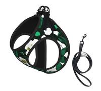 S Pet Laisse gilet et harnais pour chien - Ensemble de laisse imprimé pétales floraux vert chasseur avec boucle, compagnon canin de voyage en plein air