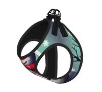 S Pet Laisse Gilet & Harnais pour Chien - Ensemble de Laisse Imprimé Bonhomme de Neige Joyeux Noël Petite Taille avec Boucle, Compagnon Canin Voyage en Plein Air