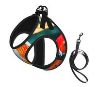 S Pet Laisse Gilet & Harnais pour Chien - Ensemble de Laisse Imprimé Poisson Koï Petite Taille avec Boucle, Compagnon Canin Voyage en Plein Air