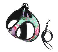 S Pet Laisse Gilet Harnais pour Chien - Ensemble de Laisse Petite Taille Imprimé Licorne Rose Chiot Maille Respirant pour Compagnons Canins