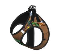 S Pet Laisse Gilet Harnais pour Chien - Ensemble de Laisse Petite Taille, Imprimé Tracteur Ferme Chiot Maille Respirant pour Compagnons Canins