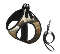 S Pet Laisse Gilet Harnais pour Chien - Petite Ferme avec Imprimé Cerf Ensemble Laisse avec Boucle, Compagnon Canin Outdoor Chien Promenade