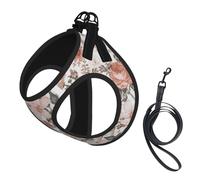 S Pet Laisse Gilet & Harnais pour Chien - Petite Taille Fleur Paris Tour Eiffel Imprimée Laisse Ensemble avec Boucle, Compagnon Canin Voyage en Plein Air
