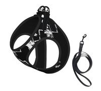 S Pet Laisse Gilet & Harnais pour Chien - Petite Taille Halloween Squelette Crâne Imprimé Tête de Mort Ensemble avec Boucle, Compagnon Canin Voyage en Plein Air