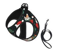 S Pet Laisse Gilet Harnais pour Chien - Petite Taille Imprimé Joyeux Noël Ensemble Laisse avec Boucle, Compagnon Canin Outdoor Dog Promenade