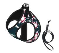 S Pet Laisse Gilet & Harnais pour Chien - Petite Taille Imprimé Joyeux Noël Ensemble Laisse avec Boucle, Compagnon Canin Voyage en Plein Air