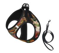 S Pet Laisse Gilet Harnais pour Chien - Petite Taille Imprimé Tulipe Jardin Laisse Set avec Boucle, Compagnon Canin Outdoor Chien Promenade