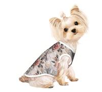 S Pet Respirant Sans Manches Fleur Paris Tour Eiffel Imprimer T-Shirt - Petit à Moyen Chat Chiot Yorkshund, Teckel, Bouledogue Français