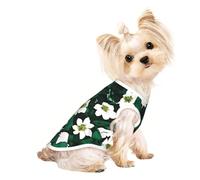 S Pet T-shirt respirant sans manches - Doux Hunter Green Floral Petals Pattern Print Gilet extensible pour chiens et chats, débardeur léger