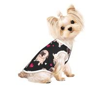 S Pet T-shirt respirant sans manches - Doux mignon imprimé carlin extensible gilet pour chiens et chats, débardeur léger