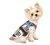 S Pet T-shirt respirant sans manches - Gilet extensible doux imprimé vieille plaque d'immatriculation pour chiens et chats, débardeur léger
