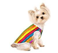 S Pet T-shirt respirant sans manches imprimé planche en bois coloré - Chats de petite à moyenne taille, chiot, yorkshund, teckel, bouledogue français