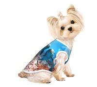 S Pet T-shirt respirant sans manches - Léger drôle dauphin regardant vous imprimé débardeur tenue pour chiens de petite et moyenne taille