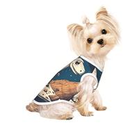 S Pet T-shirt respirant sans manches pour animal de compagnie - Doux et drôle - Imprimé astronaute dinosaure rocher - Gilet extensible pour chiens et chats de petite et moyenne taille