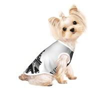 S Pet T-shirt respirant sans manches pour animal de compagnie - Gilet extensible doux noir imprimé Tour Eiffel Paris pour chiens et chats de petite et moyenne taille