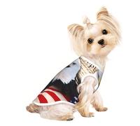 S Pet T-shirt respirant sans manches pour chats et chiens - Léger patriotique aigle chauve avec drapeau américain imprimé débardeur extensible