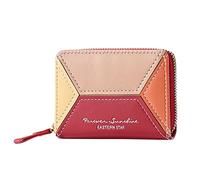 S Portefeuilles Femme Assorti Couleur unie Femmes Fermeture éclair Portefeuille Multiples Fentes pour Cartes Pochette Pochette Portefeuilles Hommes Fou, rouge, Taille unique