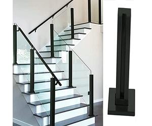 S Poteaux de clôture - Collier de serrage pour panneau noir - Colonne de balustrade avec fentes - Plateforme en acier inoxydable - Système de clôture lourd pour une utilisation en extérieur