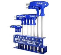 S&R 10 Clés Allen Males Héxagonales Six pans : 2-10 mm. Poignée à T. Clés Btr Coudés Professionnelles