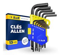 S&R 13 Clés Allen Jeu Clef à laine Btr 6 Pans Males pour Vélos 1,27mm 1,5mm 2mm 2,5mm 3mm 3,5mm 4mm 4,5mm 5mm 5,5mm 6mm 8mm 10 mm