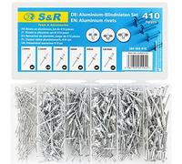 S&R 410 Rivets aveugles pop en aluminium dans une boîte verrouillable, 2,4 x 6 mm, 3,2 x 6 mm, 3,2 x 8 mm, 4 x 6 mm, 4 x 8 mm, 4,8 x 10 mm