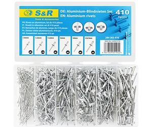 S&R 410 Rivets aveugles pop en aluminium dans une boîte verrouillable, 2,4 x 6 mm, 3,2 x 6 mm, 3,2 x 8 mm, 4 x 6 mm, 4 x 8 mm, 4,8 x 10 mm