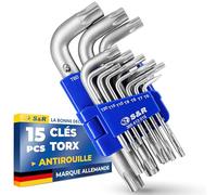 S&R Clefs Allen Torx 15 Cles males Coudé à Étoile Extra Résistantes: Torx 6 Torx 7 Torx 8 Torx 9 Torx 10 Torx 15 Torx 20 Torx 25 Torx 27 Torx 30 Torx 40 Torx 45 Torx 50 Torx 55 Torx 60