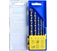 S&R Coffret 5 Foret Universels pour Mur, Béton, Carrelage, Céramique, Bois, Métal. Tige cylindrique Ø 4/5/6/8/10 mm
