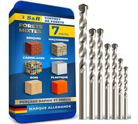S&R Coffret de Forets Béton Mur, Bois, Métal. Coffret Forets Mixte à percussions avec tige ronde