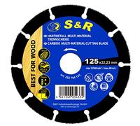 S&R Disque à Bois Meuleuse 125 mm. Disque coupe Bois Meule à tronconner Bois Clous Platre Plastique. Lame TCT Circulaire 125
