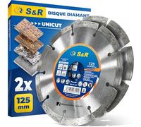 S&R Disque diamant 125 à Béton. Meule à tronçonner standard soudé au laser. Universel pour Béton, Pierre, Brique et matériaux de construction. Lot de 2 disques