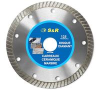 S&R Disque Diamant 125 Carrelage. Disque Diamant 125mm Tronçonner Céramique Grès Marbre Granit. Lame Meuleuse Bosch Dewalt Ryobi Makita Black&Decker Einhell