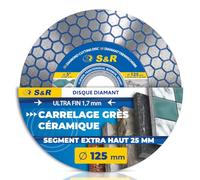 S&R Disque Diamant 125 Carrelage Fin. Disque Diamant 125mm double action Tronçonner Meuler Céramique Grès Marbre Granit. Disque a poncer Carrelage Meuleuse 125