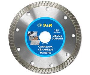 S&R Disque Diamant 125 Carrelage Fin. Disque Diamant 125mm Tronçonner Céramique Grès Marbre Granit. Lame Meuleuse Bosch Dewalt Ryobi Makita Black&Decker Einhell