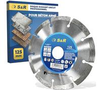 S&R Disque Diamant 125mm à tronçonner BÉTON ARMÉE/Granit/Pierre/Brique. Lame diamantée 125 Premium à segments diamanté de 10mm. Qualité Industrielle