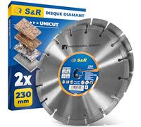 S&R Disque Diamant 230 à Béton. Disque diamant Meuleuse 230 à tronçonner Béton, Pierre, Brique. Lot de 2 Meule diamantée 230mm