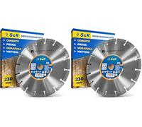 S&R Disque diamant 230 mm Béton. Disque Meuleuse 230 à tronçonner couper Béton, Pierre, Brique Maconnerie (Lot de 2)