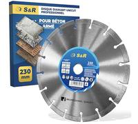 S&R Disque Diamant 230mm à tronçonner BÉTON ARMÉE/Granit/Pierre/Brique. Disque 230 Premium à segments diamants de 10mm. Qualité Industrielle