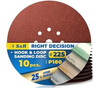 S&R Disques de Ponçage 225mm 10pcs - Disque Abrasif 225 à Poncer Disque Ponceuse Girafe 225 Grain 180